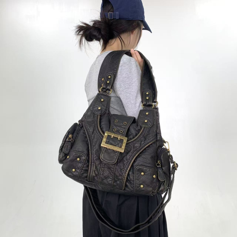 Y2K retro tote torba s nitima, uličnog stila – preko ramena ili kao crossbody