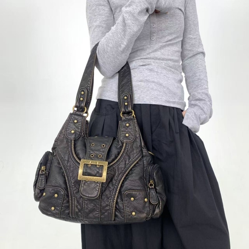 Y2K retro tote torba s nitima, uličnog stila – preko ramena ili kao crossbody