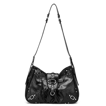 Torba tote za motocikl s zakovicama, retro dizajn, velika kapaciteta, crossbody za svakodnevnu upotrebu