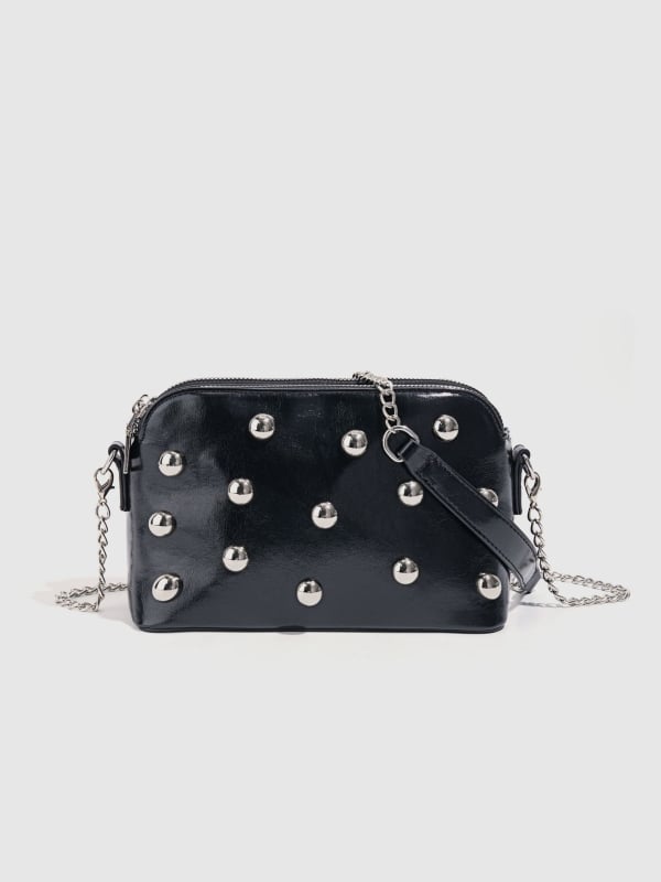 Ženska torba u punk stilu s metalnim rivetama, mini kvadratna crossbody torba preko ramena s dva džepa