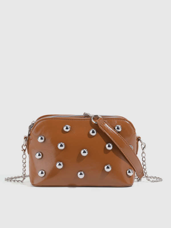 Ženska torba u punk stilu s metalnim rivetama, mini kvadratna crossbody torba preko ramena s dva džepa