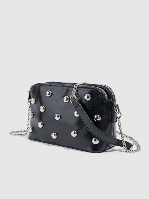 Ženska torba u punk stilu s metalnim rivetama, mini kvadratna crossbody torba preko ramena s dva džepa