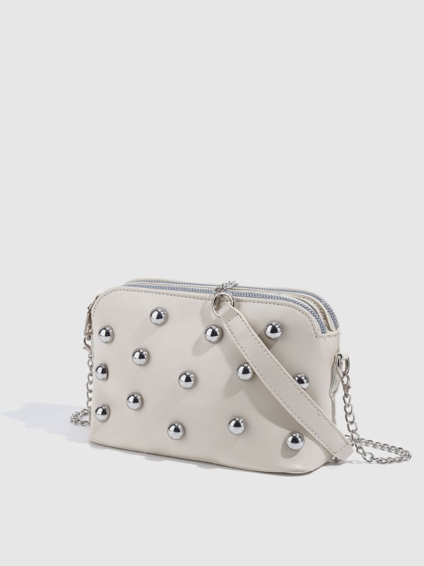 Ženska torba u punk stilu s metalnim rivetama, mini kvadratna crossbody torba preko ramena s dva džepa