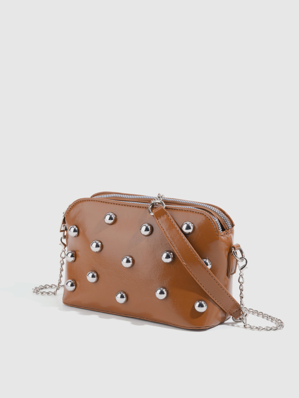 Ženska torba u punk stilu s metalnim rivetama, mini kvadratna crossbody torba preko ramena s dva džepa