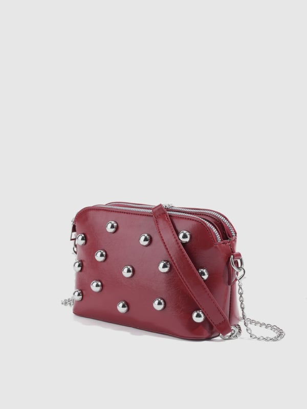 Ženska torba u punk stilu s metalnim rivetama, mini kvadratna crossbody torba preko ramena s dva džepa