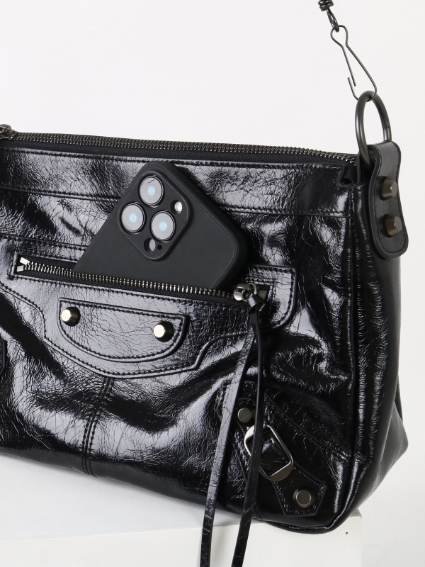 Miss Summer žena crossbody torba od prave kože s olej-vosk završnim slojem, srednje veličine, zatvarač, ukrasni riveti, motocikl stil, džepovi za telefon i dokumente, jesen 2025
