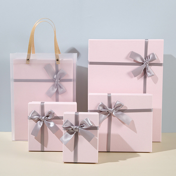 Cutie cadou roz cu funda – cutie pentru ziua de naștere, capac dublu, cutie goală pentru ambalare ruj, cutie cadou 520