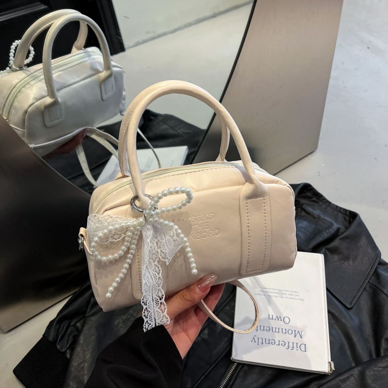 Ženska ljetna PU torba, bowling stil, mala crossbody torba sa zipom, Boston torba za rame za svakodnevnu uporabu