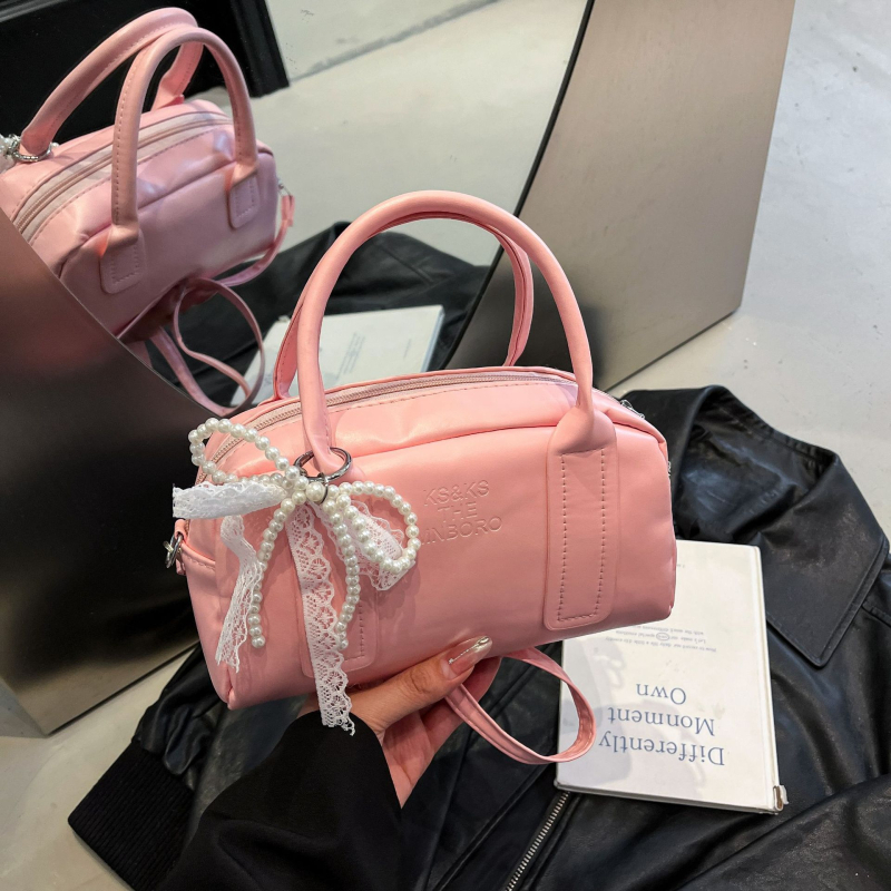 Ženska ljetna PU torba, bowling stil, mala crossbody torba sa zipom, Boston torba za rame za svakodnevnu uporabu