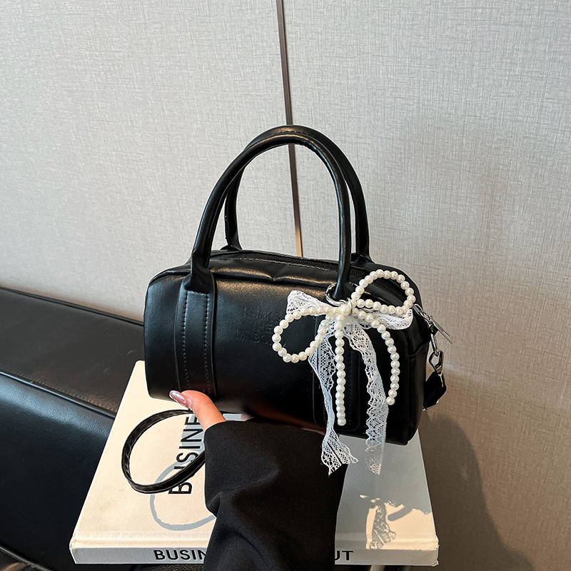 Ženska ljetna PU torba, bowling stil, mala crossbody torba sa zipom, Boston torba za rame za svakodnevnu uporabu