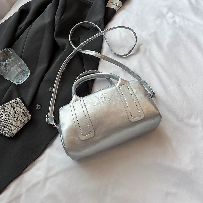 Ženska ljetna PU torba, bowling stil, mala crossbody torba sa zipom, Boston torba za rame za svakodnevnu uporabu
