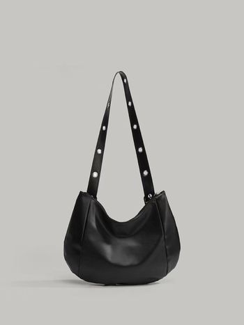 Retro punk torba za motocikl s nitima, PU koža, velika zapremina tote, za rame ili crossbody