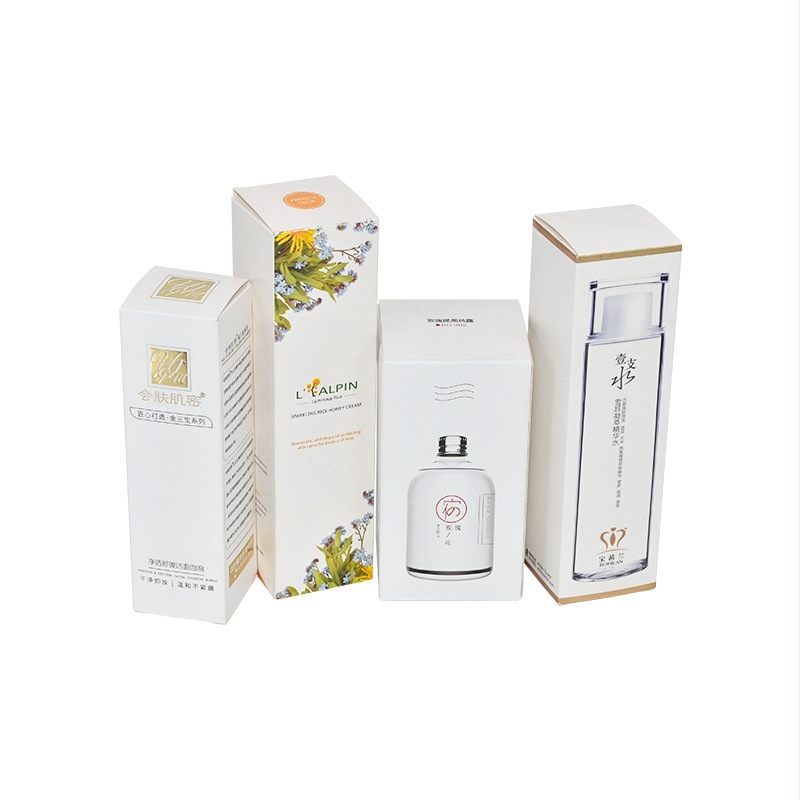 Cutie albă din carton pentru cadouri, cu folie bronzată și imprimare color a logo-ului – ambalaj cosmetic din carton ondulat, personalizabil
