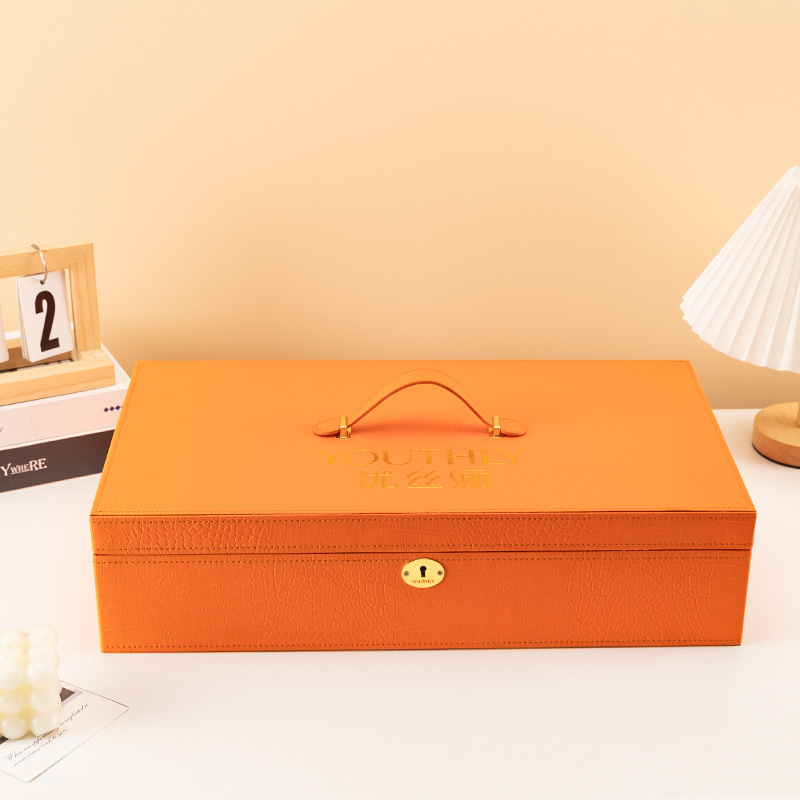 Cutie cadou din piele PU pentru ceai, nuci și mooncakes — cutie cadou din piele de lux, personalizabilă