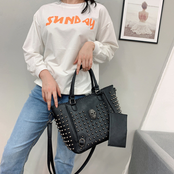 Ženska torbica od PU kože s lubanjom i zakovicama, crossbody, gradski stil Europe i Amerika, velika