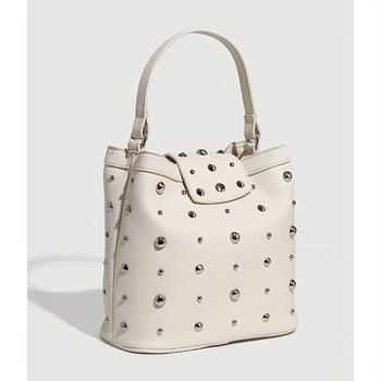 PU torba s nitima, retro punk motocikl stil, tote i bucket torba, lančani remen za rame