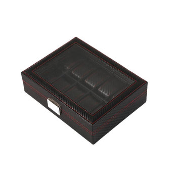 Cutie personalizată pentru ceasuri din fibră de carbon, cu 12 compartimente, capac rabatabil, suport de expunere pentru ceasuri mecanice, ambalare și depozitare bijuterii