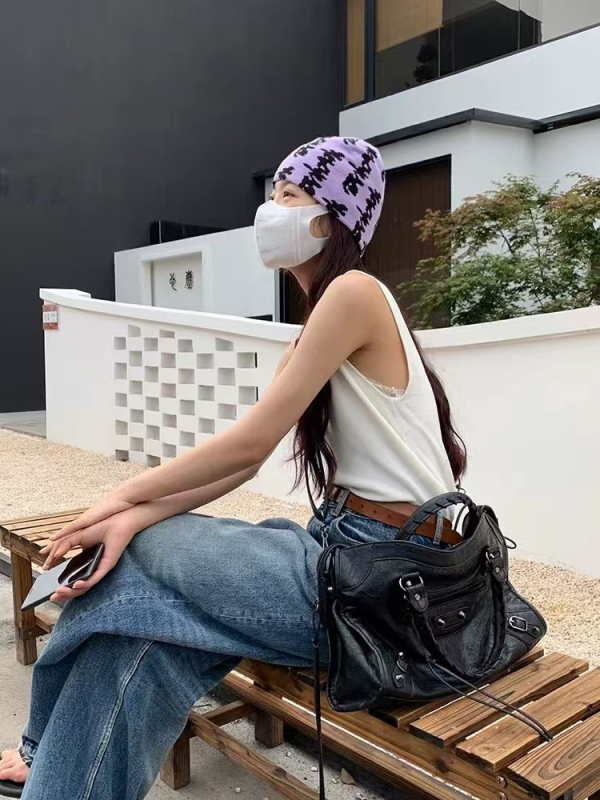 Torba za motocikl s nitima, u stilu Inst, francuska vintage luksuzna torba za nošenje, jastučasta tote torba, crossbody torba preko jednog ramena