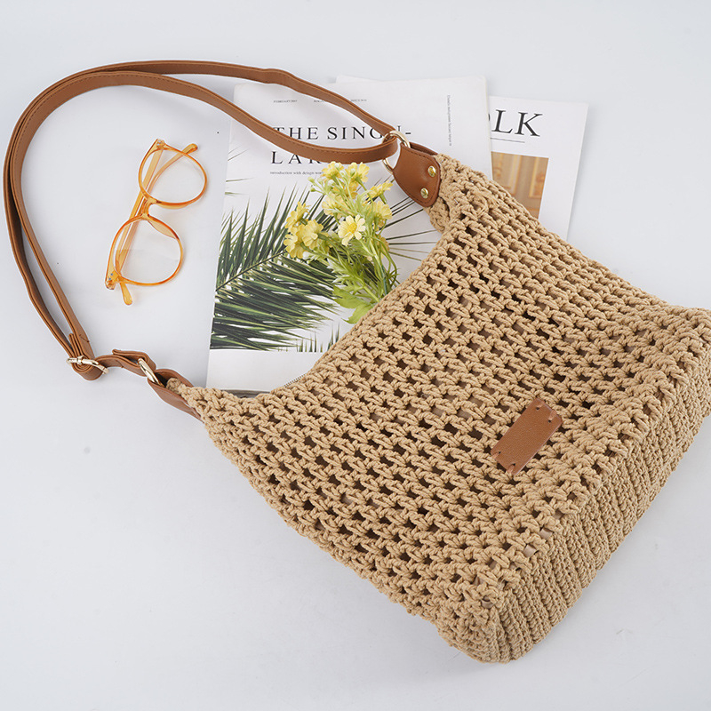 Új stílusú szegecses válltáska perforált kötött dizájnnal, női, nyár, retro crossbody