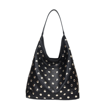 Torbica tote s rivetima, velika kapaciteta, motociklistički stil, preko ramena ili crossbody