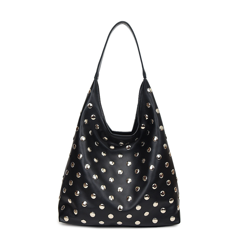Torbica tote s rivetima, velika kapaciteta, motociklistički stil, preko ramena ili crossbody