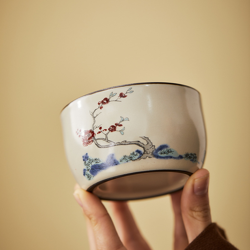 Ceasă de ceai din porțelan Ru kiln, pictată manual cu cele douăsprezece zeițe ale florilor, pentru uz personal