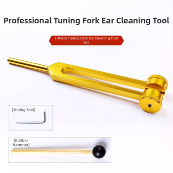 Set de instrumente pentru curățarea urechilor: furculiță de reglaj, vibrator de urechi, instrument profesional pentru curățarea canalului urechii, ac de sunet și bețișor cu pene de gâscă