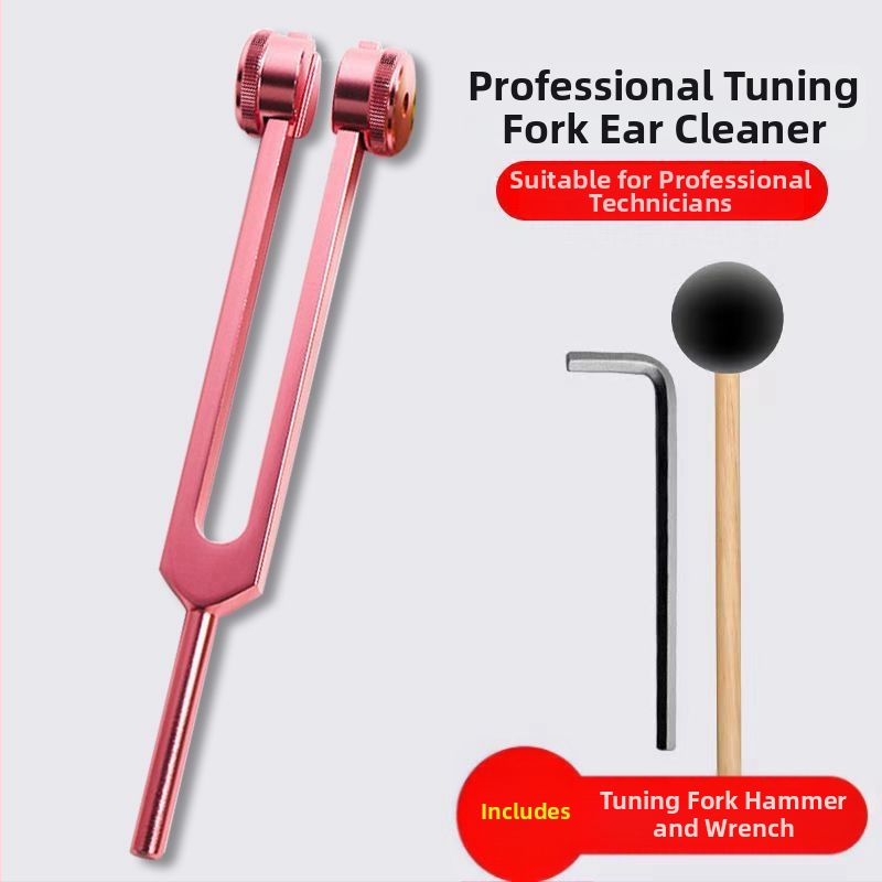 Set de instrumente pentru curățarea urechilor: furculiță de reglaj, vibrator de urechi, instrument profesional pentru curățarea canalului urechii, ac de sunet și bețișor cu pene de gâscă