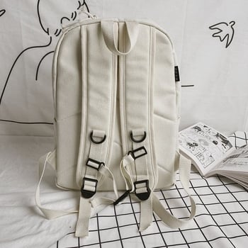 Platneni studentski ruksak, gradski jednostavan stil, inspiriran Harajuku, tamni putni ruksak, 20–35 L, pogodan za 16-inčni prijenosno računalo, Bei fanxi