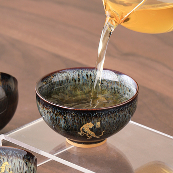 Ceșcuță de ceai Kung Fu cu douăsprezece zodii, gravată pentru utilizare personală, ceașcă ceramică cu glazură Jian kiln
