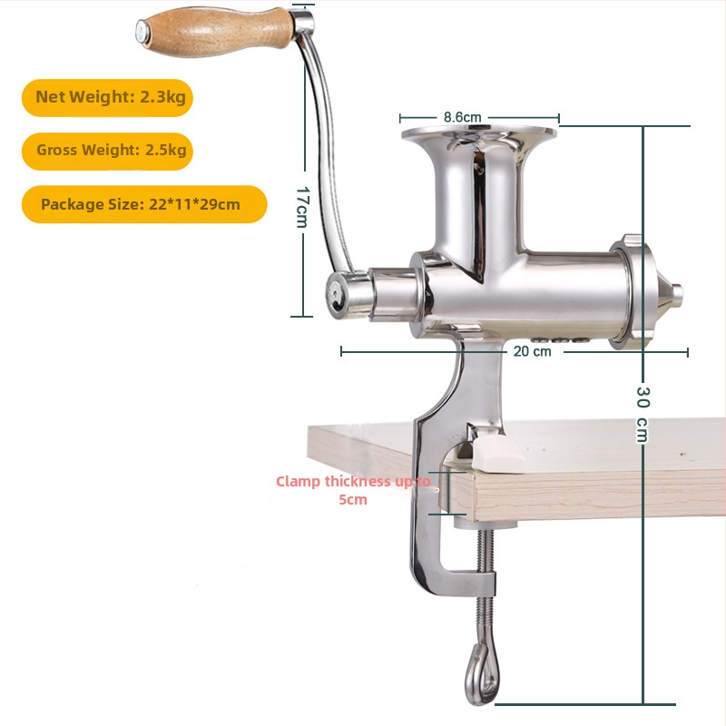 Storcător de suc manual din oțel inoxidabil pentru iarbă de grâu, fructe și ghimbir — extractor de suc cu manivelă și separare a pulpei