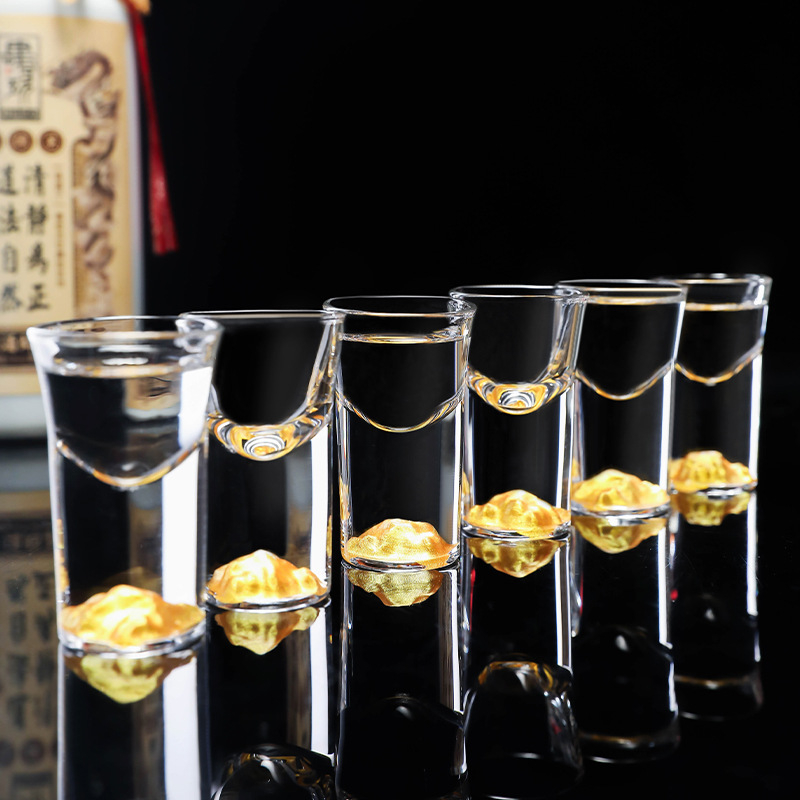 Set de pahare pentru vin alb în stil chinezesc, cu foiță de aur și cristal, pahare mici de degustare