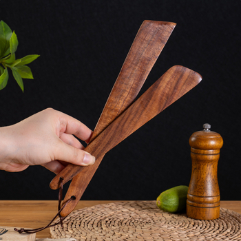 Spatulă de gătit din lemn, antiaderentă, pentru prăjit, rezistentă la temperaturi înalte, design triunghiular, pentru uz casnic