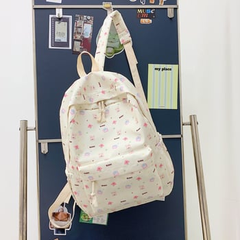 Školska torba za djevojčice, japanski stil, cvjetni Harajuku print, najlon, kaiševi s zračnim jastučićima, poliester podstava, za srednjoškolke