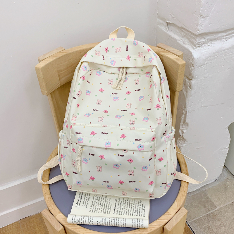 Školska torba za djevojčice, japanski stil, cvjetni Harajuku print, najlon, kaiševi s zračnim jastučićima, poliester podstava, za srednjoškolke