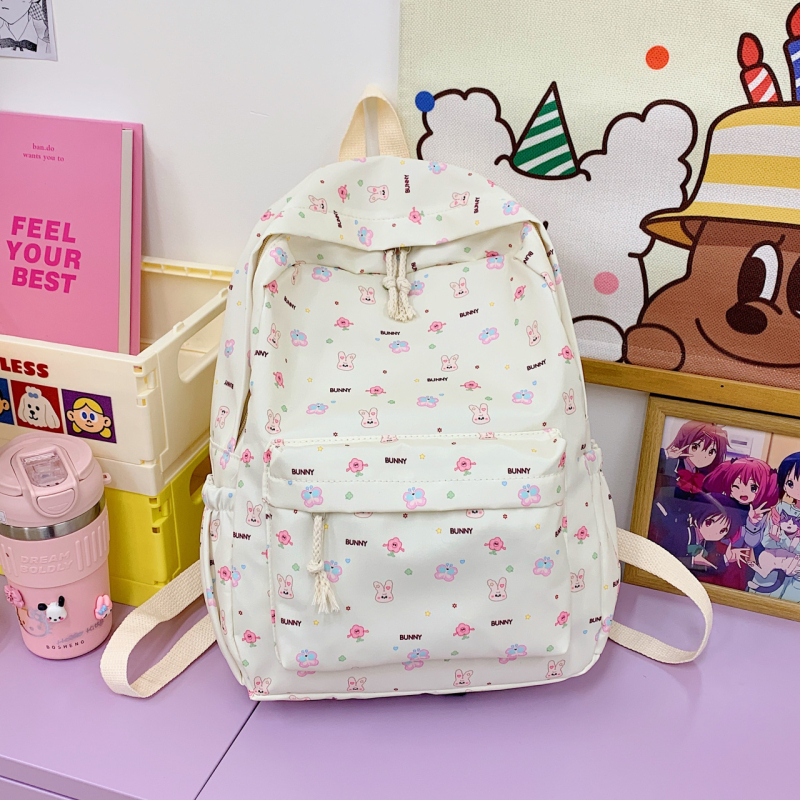 Školska torba za djevojčice, japanski stil, cvjetni Harajuku print, najlon, kaiševi s zračnim jastučićima, poliester podstava, za srednjoškolke