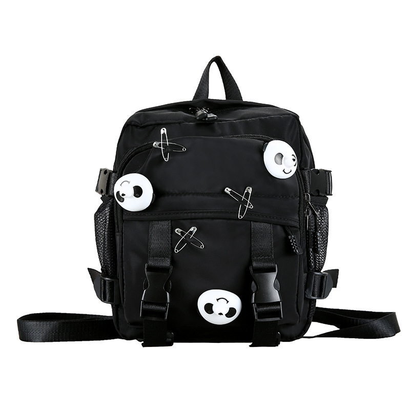 Harajuku inspirirana tamna utilitarna torba preko ramena i ruksak s motivom medvjeda, unisex, kapacitet ispod 20 L