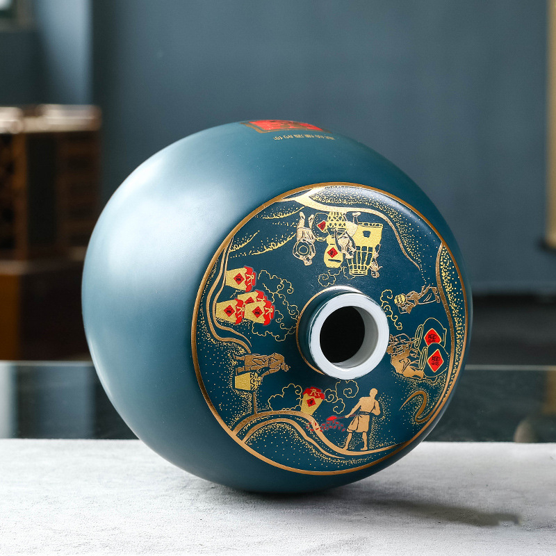 Sticlă de vin ceramică Jingdezhen cu capac sigilat - stil antic, recipient pentru vin alb, disponibile în 1 kg, 1,5 kg și 2,5 kg