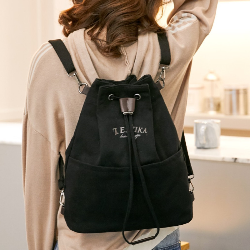 Platnena torba za rame, unisex, inspirirana korejskim i japanskim stilom, Harajuku Ulzzang, velika kapaciteta do 20 L, za 14-inčni prijenosnik, dizajn s dva remena, poliester podstava, kožni detalji