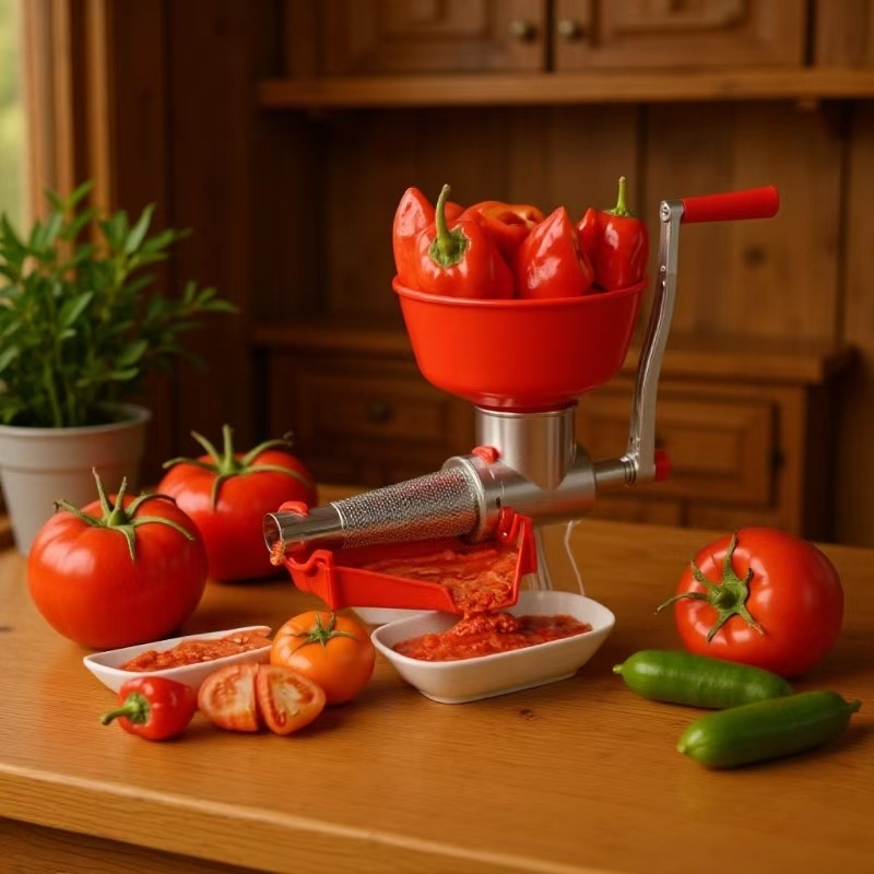 Storcător manual pentru roșii — storcător multifuncțional de fructe și legume pentru uz casnic, cu manivă, aliaj de aluminiu, design modern minimalist