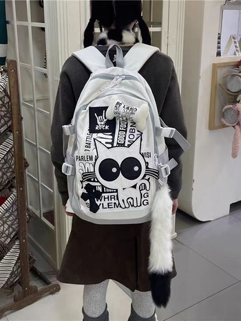 Harajuku stil retro kampus ruksak velike kapacitete, denim s motivom kostiju