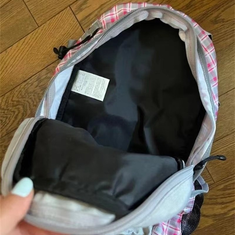 korejski stil patchwork karirani, kontrastne boje, otporan na mrlje najlon ruksak za kampus, velik kapacitet, vodootporan
