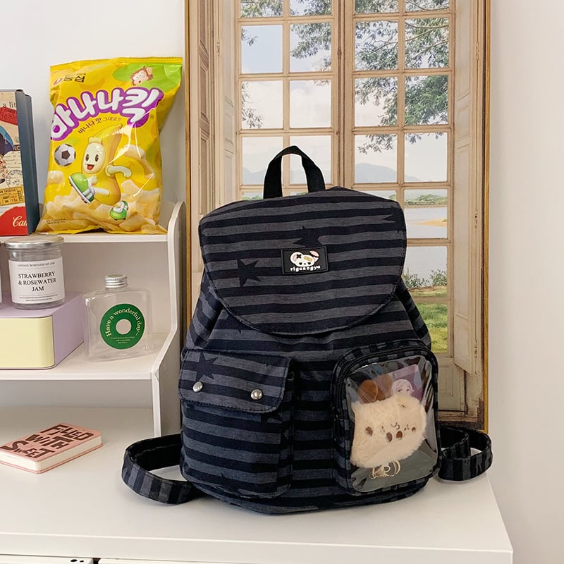 Mala ruksak u korejskom stilu s prugama, skandinavski minimalistički dizajn, Mori stil, za putovanja i svakodnevnu upotrebu