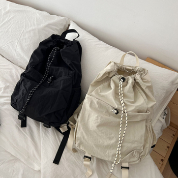 Najlonska ruksak s vezicama za zatvaranje, unisex, Harajuku stil, velika kapaciteta, za dnevnu upotrebu