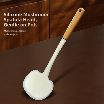 Spatulă de silicon cu mâner din lemn – mică, rezistentă la temperatură, antiaderentă