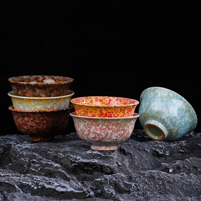 Set ceramic Gongfu pentru ceai: ceașcă principală, ceașcă de degustare, bol mare pentru ceai și suport pentru ceai – cadou