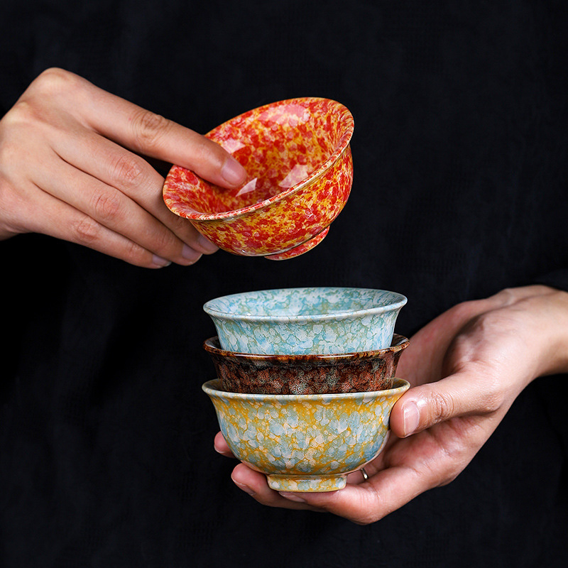 Set ceramic Gongfu pentru ceai: ceașcă principală, ceașcă de degustare, bol mare pentru ceai și suport pentru ceai – cadou
