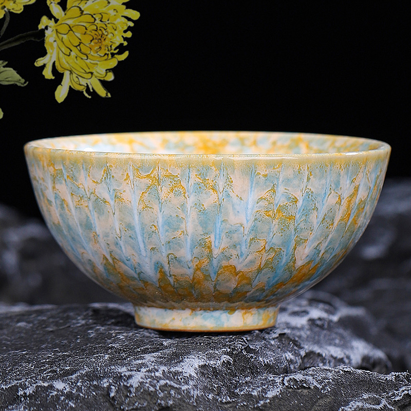Set ceramic Gongfu pentru ceai: ceașcă principală, ceașcă de degustare, bol mare pentru ceai și suport pentru ceai – cadou