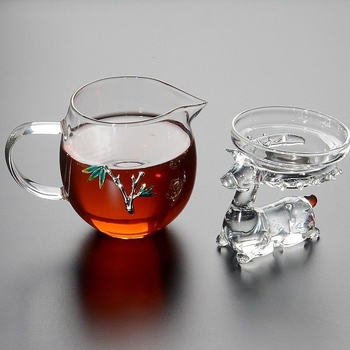 Σετ Gongfu τσαγιού από γυαλί υψηλής θερμικής αντοχής, με μεγάλο κανάκι για ομοιόμορφη χορήγηση τσαγιού, διαχωριστή τσαγιού και φίλτρο τσαγιού