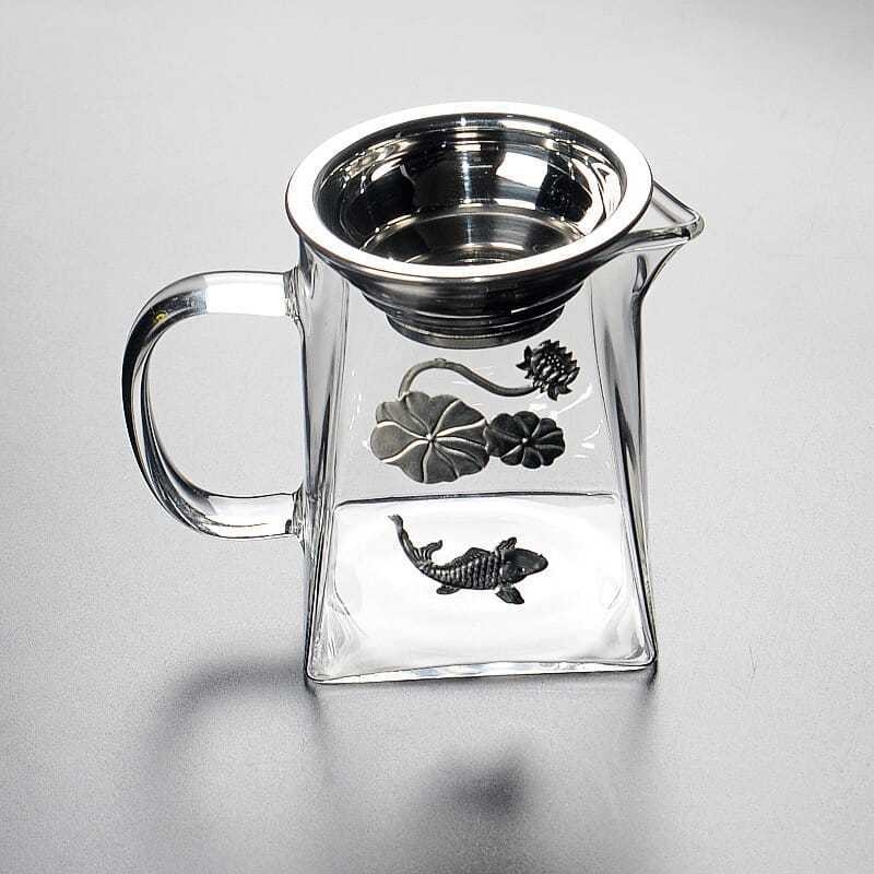 Σετ Gongfu τσαγιού από γυαλί υψηλής θερμικής αντοχής, με μεγάλο κανάκι για ομοιόμορφη χορήγηση τσαγιού, διαχωριστή τσαγιού και φίλτρο τσαγιού